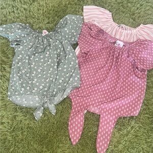 Floral Kids Blouse Set - Green and Pink BUNDLE